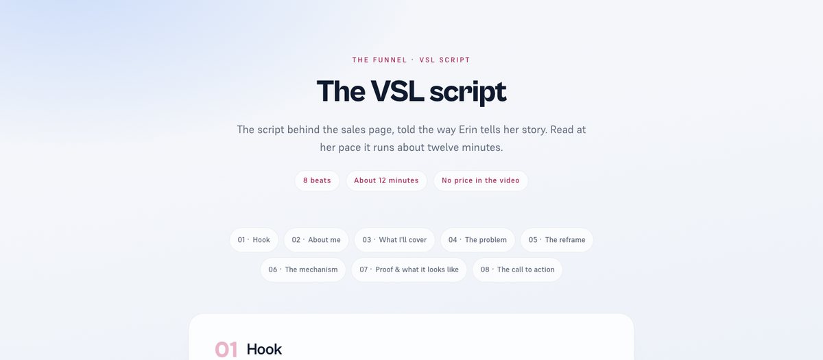 The VSL script preview